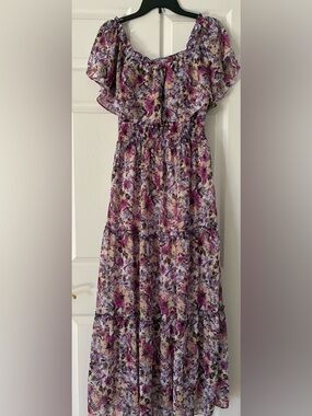 Rabbit Rabbit Rabbit Design Maxi Dress Floral Off Shoulder Flounce size 12